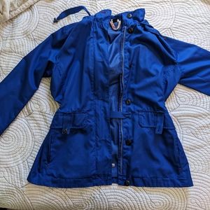 lands end blue raincoat